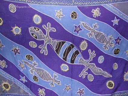gecko sarong, bali clothing, hawaiian beach wear, vacation apparel, summer fashions, unisex sarongs